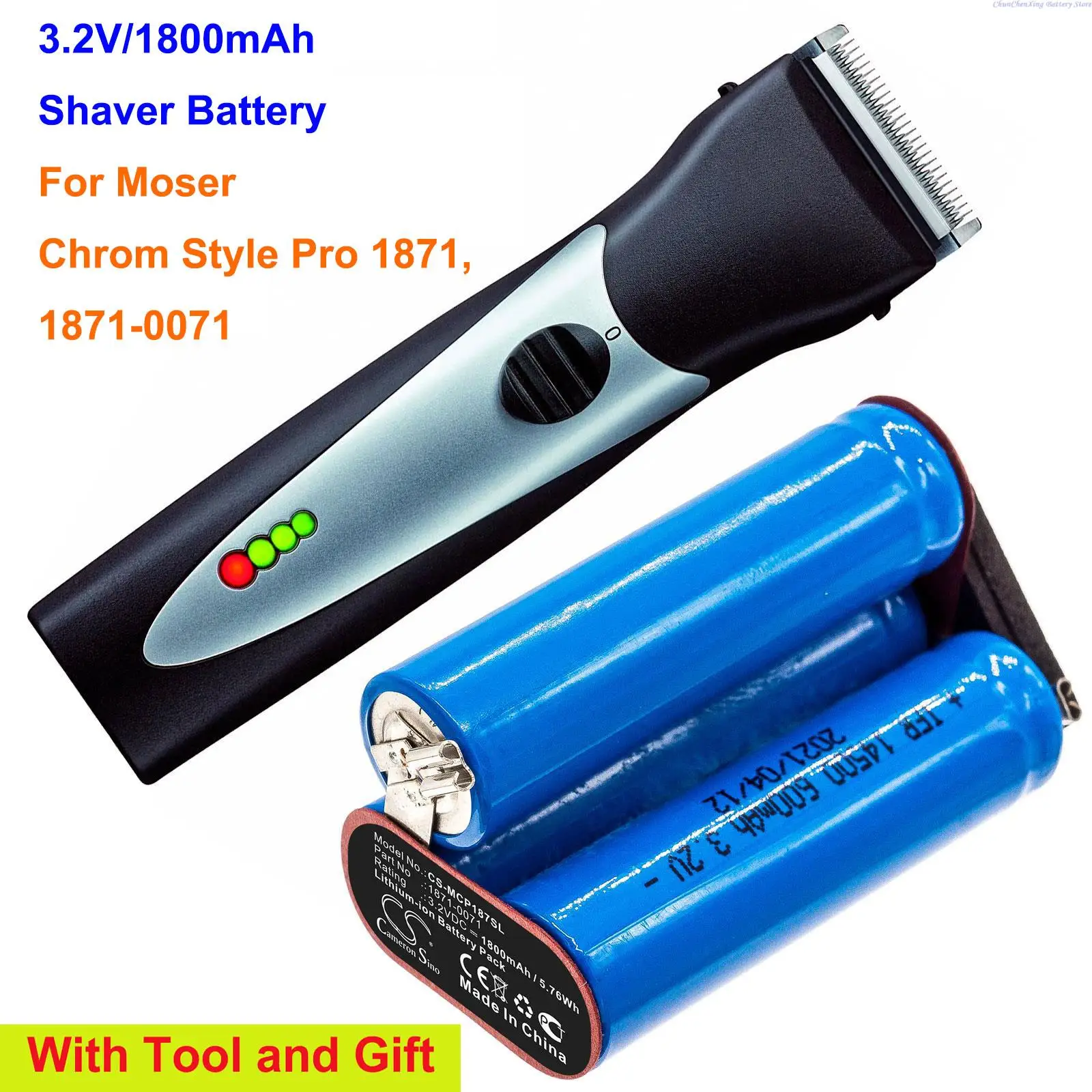 1800mAh Shaver Battery 1871-0071 for Moser Chrom Style Pro 1871, ChromStyle Pro 1871
1800mAh Shaver Battery 1871-0071 for Moser Chrom Style Pro 1871, ChromStyle Pro 1871