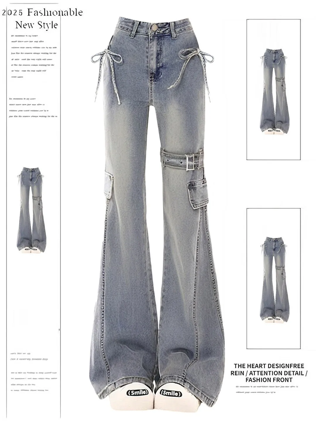 American Style Retro Washed Bell Bottom Jeans Women's Slimming High Waist Zipper Knot Casual Deep Color Spring Summ...
American Style Retro Washed Bell Bottom Jeans Women's Slimming High Waist Zipper Knot Casual Deep Color Spring Summ...