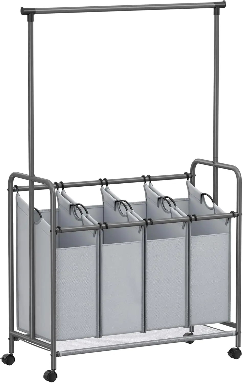 4-Section Laundry Sorter, Rolling Laundry Hamper with Hanging Bar, Heavy-Duty Laundry Basket, Lockable Wheels Hampers
4-Section Laundry Sorter, Rolling Laundry Hamper with Hanging Bar, Heavy-Duty Laundry Basket, Lockable Wheels Hampers