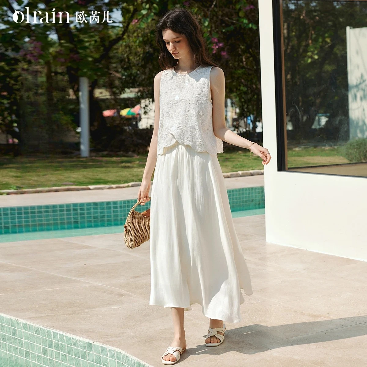 OLrain Office Simple Two-piece Set Women's Sequin Lace Wavy Hem Vest Top A-Line Skirt Summer Loose Casual Outfits O58XE006009
OLrain Office Simple Two-piece Set Women's Sequin Lace Wavy Hem Vest Top A-Line Skirt Summer Loose Casual Outfits O58XE006009