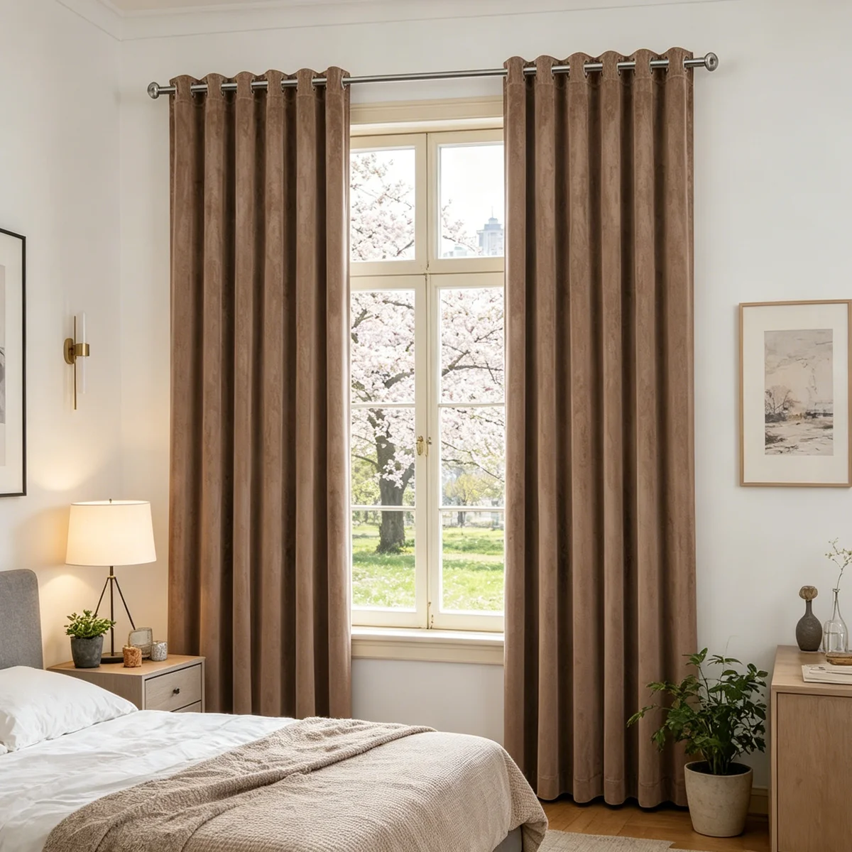 Warm Taupe Velvet Room Darkening Curtains, Energy Efficient Grommet Top Curtain Panels, Privacy & Light Filtering Curtains
Warm Taupe Velvet Room Darkening Curtains, Energy Efficient Grommet Top Curtain Panels, Privacy & Light Filtering Curtains