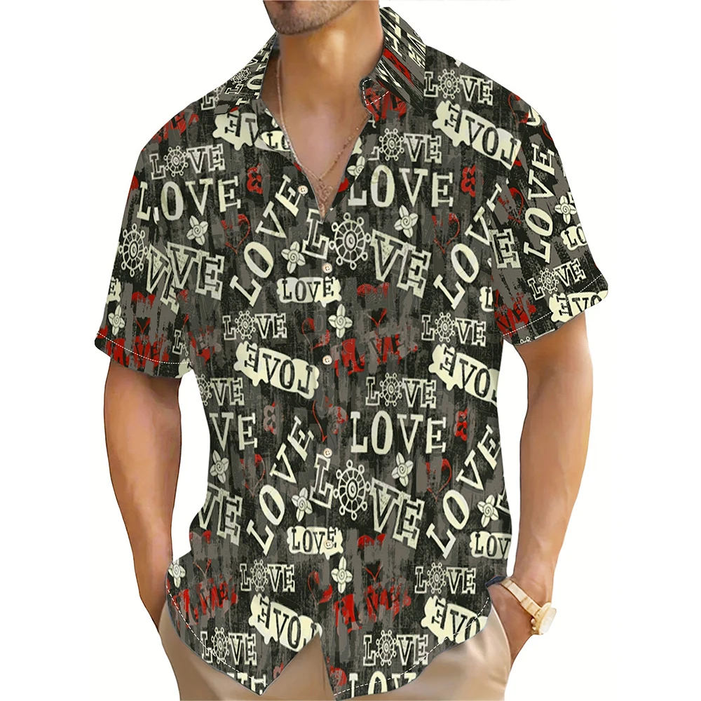 Men's Short-sleeved Shirt With English Letters Love Heart Print Summer Men's Casual Wear Street Fashion Oversized Top SIZE S-2XL
Men's Short-sleeved Shirt With English Letters Love Heart Print Summer Men's Casual Wear Street Fashion Oversized Top SIZE S-2XL