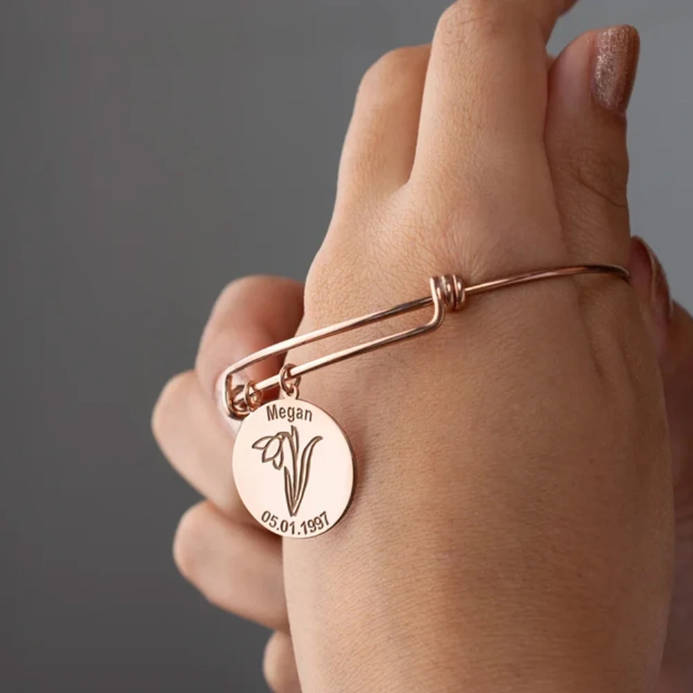 New Women Sculpture Name Bracelet Classic Stainless Steel Flower Pendant Adjustable Bracelet Birthstone Jewelry Birthday Present
New Women Sculpture Name Bracelet Classic Stainless Steel Flower Pendant Adjustable Bracelet Birthstone Jewelry Birthday Present