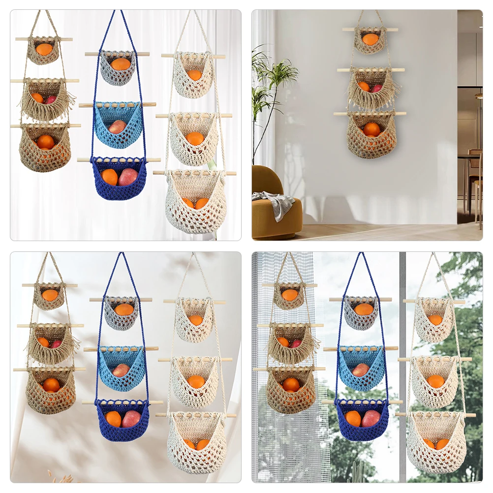 3-tier Cotton Rope Hanging Fruit Basket for Kitchen Vegetable Baskets Storage Accessories Home Decor Kitchen Hanging Baskets
3-tier Cotton Rope Hanging Fruit Basket for Kitchen Vegetable Baskets Storage Accessories Home Decor Kitchen Hanging Baskets