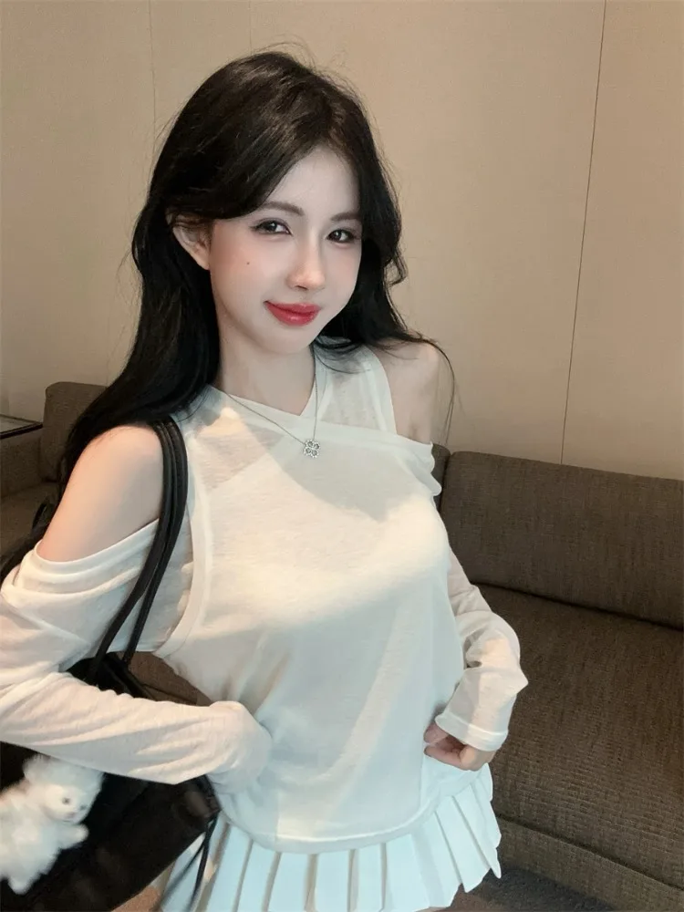 Elegant Long Sleeve T-Shirt Hollow out Cross Design Sexy Versatile Fashionable Ladylike Top for Autumn Universal Fit Pure Color
Elegant Long Sleeve T-Shirt Hollow out Cross Design Sexy Versatile Fashionable Ladylike Top for Autumn Universal Fit Pure Color