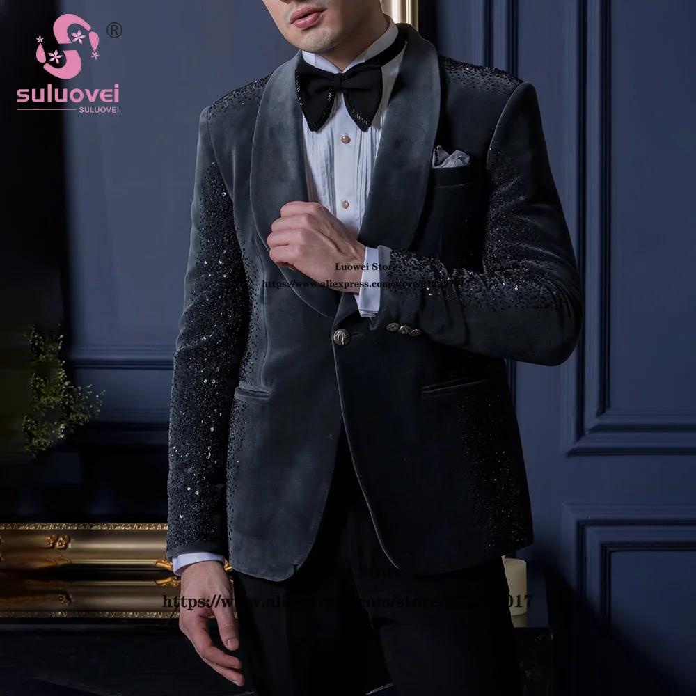 Luxury Beaded Slim Fit Suits For Men Elegant 2 Piece Jacket Pants Set Formal Groom Wedding Peaked Lapel Tuxedos Blazer Masculino
Luxury Beaded Slim Fit Suits For Men Elegant 2 Piece Jacket Pants Set Formal Groom Wedding Peaked Lapel Tuxedos Blazer Masculino