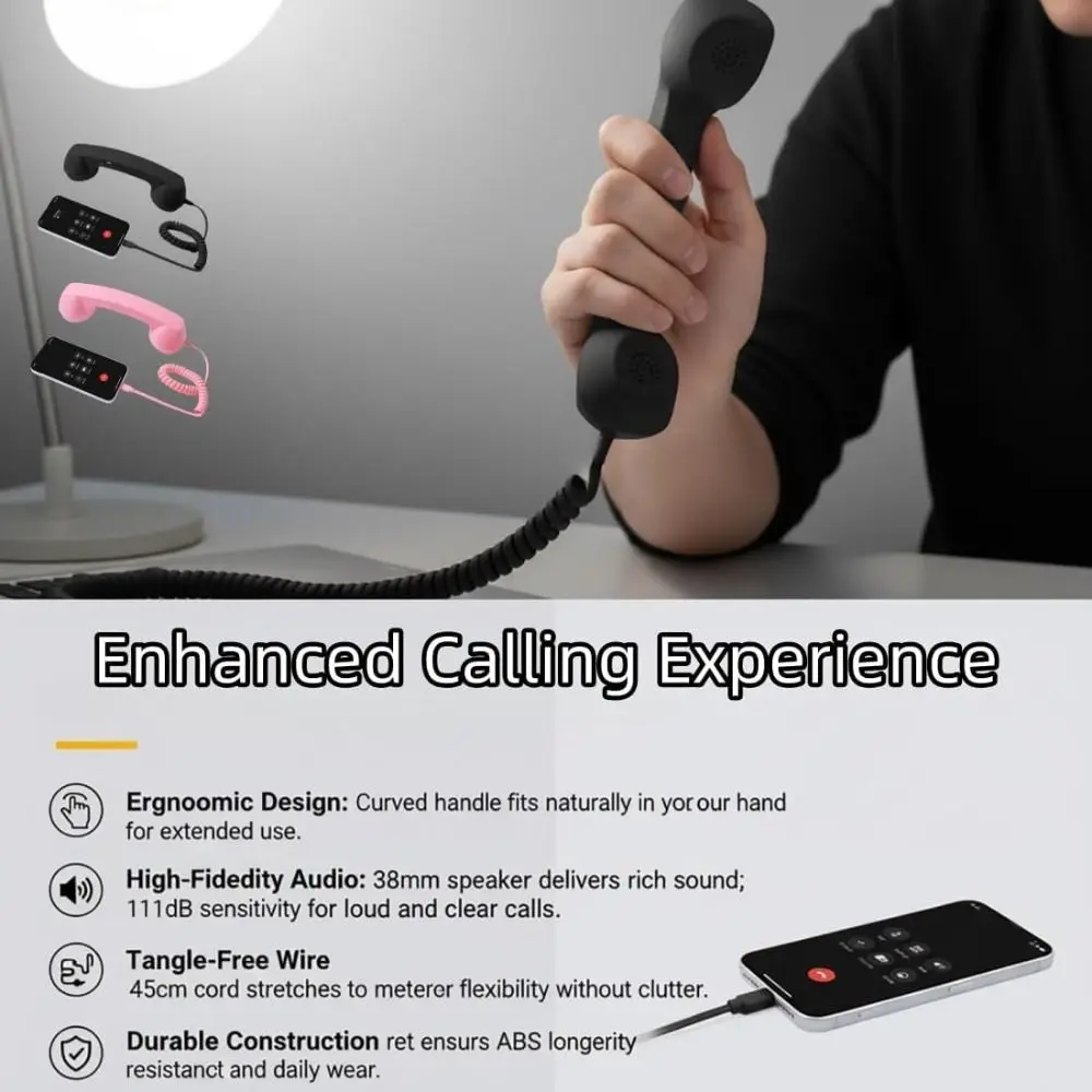 with Microphone Phone Handset Telephone Style Tangle Free Wire Landline Handle Receiver Type-C Handheld Cell Phone Receiver
with Microphone Phone Handset Telephone Style Tangle Free Wire Landline Handle Receiver Type-C Handheld Cell Phone Receiver