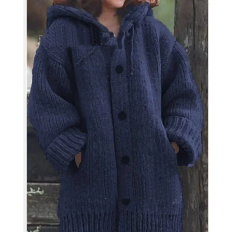 Winter Hooded Coat Office-lady Warm Loose Cardigan Fashion Thicken Sweater Casual Knitted Long Sweater Women Clothes Femme 30432
Winter Hooded Coat Office-lady Warm Loose Cardigan Fashion Thicken Sweater Casual Knitted Long Sweater Women Clothes Femme 30432