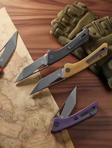 SHOOZIZ Folding Pocket Knife for Men, Flipper EDC knife, 3.36" 14C28N Steel, Ultem/G10,Outdoor  Camping Tool with Clip OPERATOR