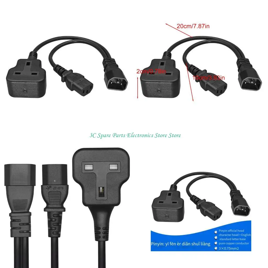 SZ Servers Rack Power Cord C14 Male To C13 Female Y Splitter Power Cord With UK Outlet Converters For Networking Gear
SZ Servers Rack Power Cord C14 Male To C13 Female Y Splitter Power Cord With UK Outlet Converters For Networking Gear