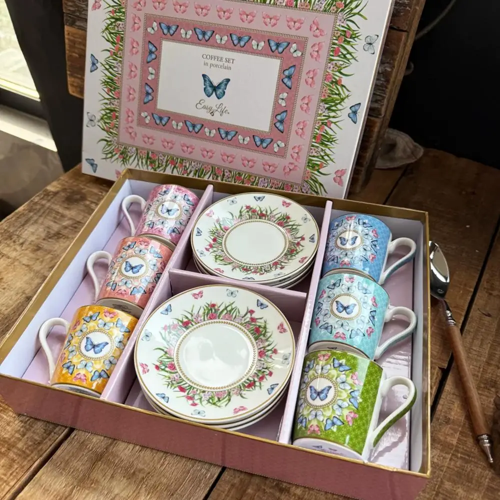 New Arrival Butterfly Minimalist Underglaze Ceramic Coffee Cup and Saucer Set Luxury and Exquisite 6Pcs/Set Coffee Cup
New Arrival Butterfly Minimalist Underglaze Ceramic Coffee Cup and Saucer Set Luxury and Exquisite 6Pcs/Set Coffee Cup