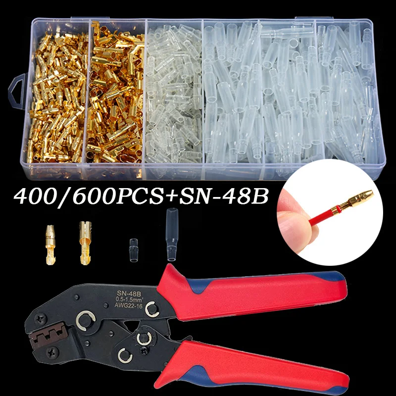 600/400PCS Bullet Terminals Insulated Crimp Terminals Electrical Wire Connectors Bullet Connectors with SN48B Crimp Plier Kit
600/400PCS Bullet Terminals Insulated Crimp Terminals Electrical Wire Connectors Bullet Connectors with SN48B Crimp Plier Kit