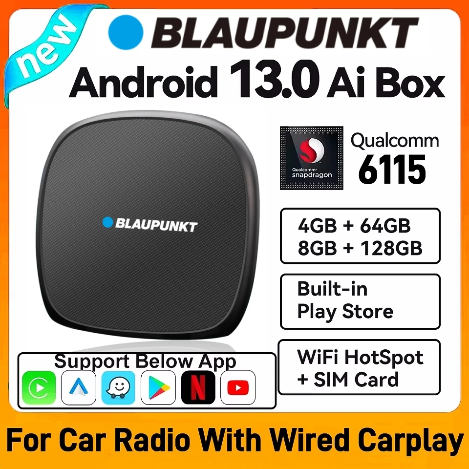 Android 13 Android Auto Wireless CarPlay AI TV Box QCM6115 8-Core Split Screen 64G 128G For Netflix Play Store
Android 13 Android Auto Wireless CarPlay AI TV Box QCM6115 8-Core Split Screen 64G 128G For Netflix Play Store