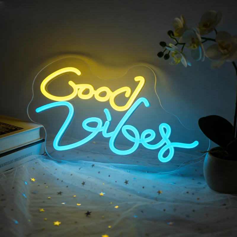 Good Vibes Neon Sign LED Night Light Aesthetic Wall Art USB Rechargeable Mood Lamp for Bedroom Living Room Desk Home Decor Gift
Good Vibes Neon Sign LED Night Light Aesthetic Wall Art USB Rechargeable Mood Lamp for Bedroom Living Room Desk Home Decor Gift