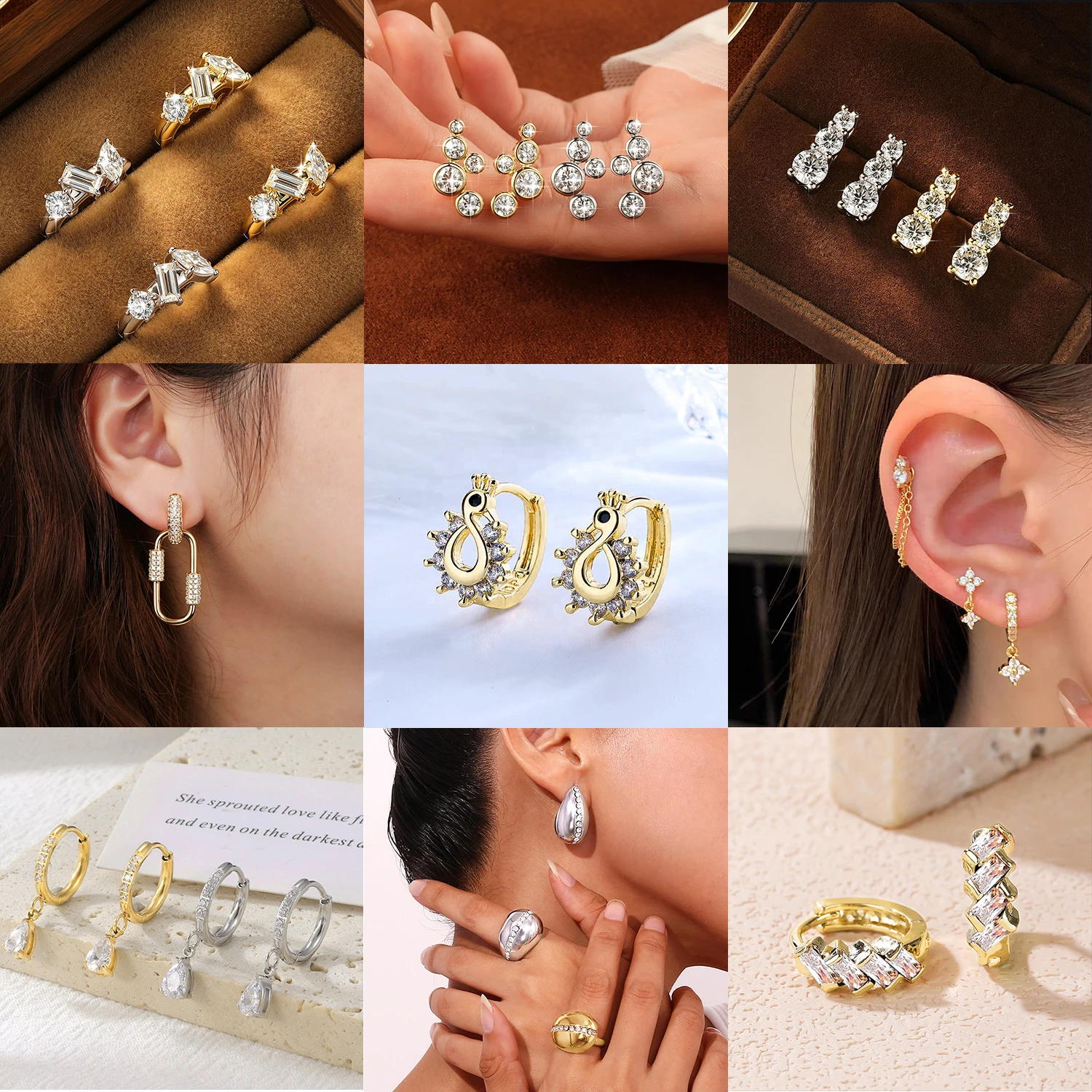 Celestinova Water Drop Hoop Earrings Moissanite Square Geometric Clover Stud Earrings Women Wedding Valentine's Day Gift Jewelry
Celestinova Water Drop Hoop Earrings Moissanite Square Geometric Clover Stud Earrings Women Wedding Valentine's Day Gift Jewelry