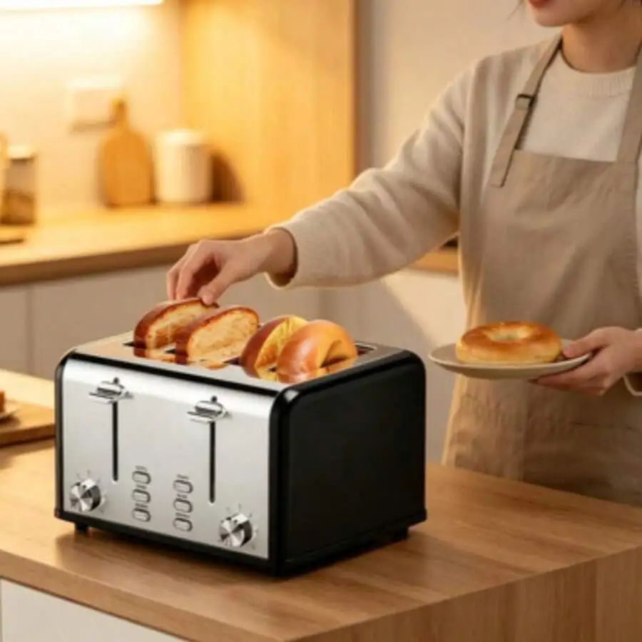 4Slice Toaster Stainless Steel Retro, Bagel Defrost Reheat Cancel 6 Shade Auto Pop-Up, Removable Crumb Tray, Apartment Must-Have
4Slice Toaster Stainless Steel Retro, Bagel Defrost Reheat Cancel 6 Shade Auto Pop-Up, Removable Crumb Tray, Apartment Must-Have