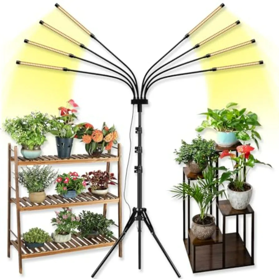 8 Heads Full Spectrum LED Grow Lights for Indoor Plants with Tripod Stand Auto On/Off Timing 4/8/12H Ideal for Indoor Growing W
8 Heads Full Spectrum LED Grow Lights for Indoor Plants with Tripod Stand Auto On/Off Timing 4/8/12H Ideal for Indoor Growing W