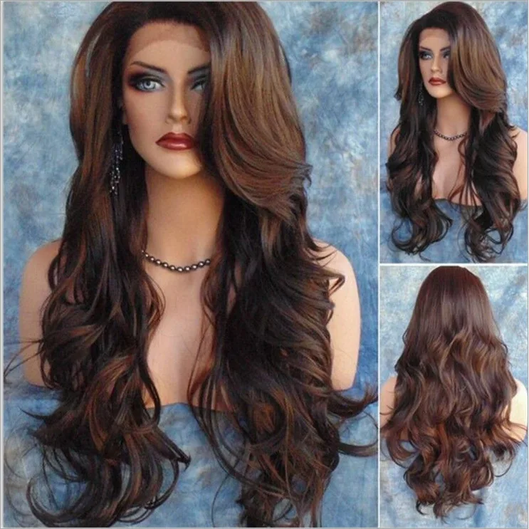 European American women's side-parted long curly hair brown gradient hairstyle synthetic wig full headpiece natural invisible
European American women's side-parted long curly hair brown gradient hairstyle synthetic wig full headpiece natural invisible
