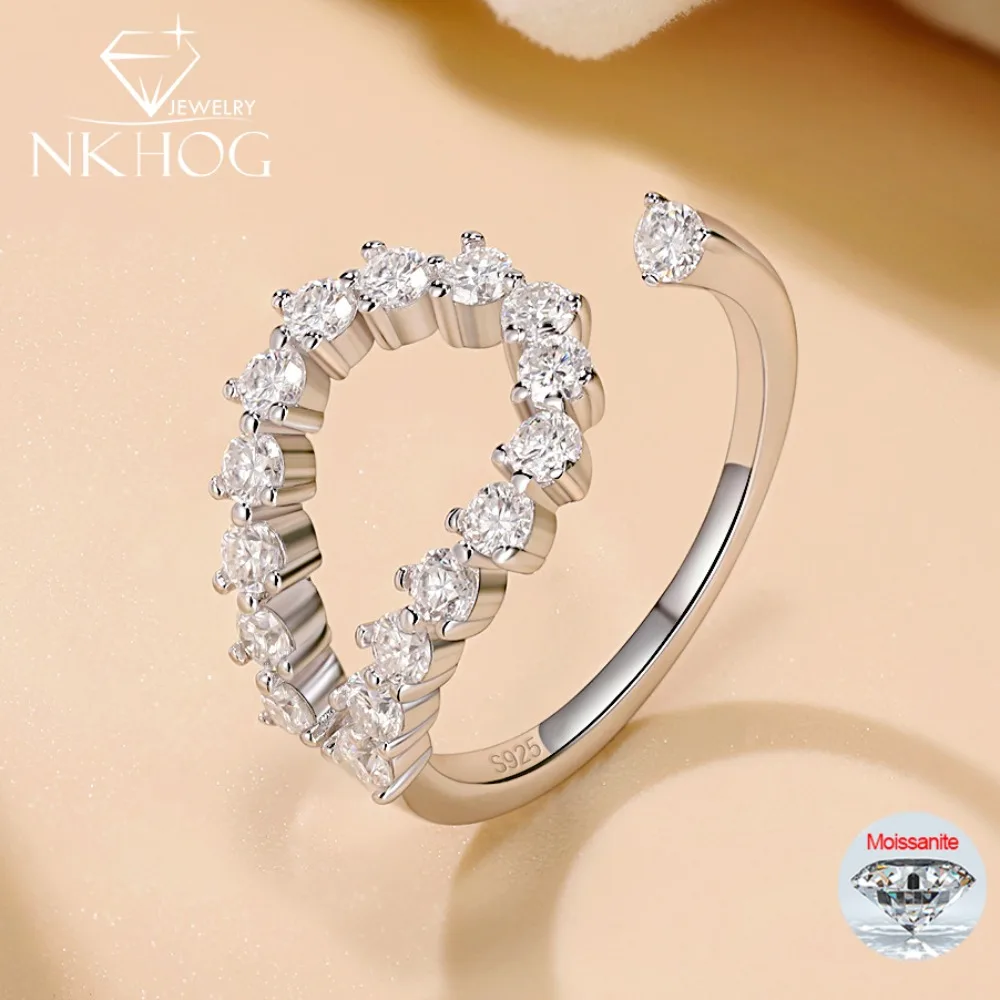NKHOG 0.78CTTW Full Moissanite Rings Women 100% S925 Silver Lab Diamond Wedding Open Band 18K Plated Fine Jewelry GRA Certified 
NKHOG 0.78CTTW Full Moissanite Rings Women 100% S925 Silver Lab Diamond Wedding Open Band 18K Plated Fine Jewelry GRA Certified