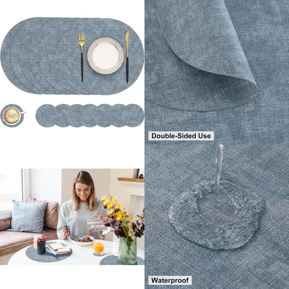 Круглый набор подставок и подставок из искусственной кожи из 8 штук — моющиеся термостойкие обеденные коврики, протираемые двусторонние коврики для стола
Круглый набор подставок и подставок из искусственной кожи из 8 штук — моющиеся термостойкие обеденные коврики, протираемые двусторонние коврики для стола