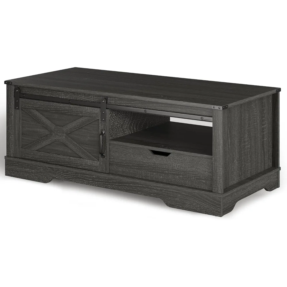 Wood Coffee Table with Large Storage and Sliding Barn Door, Farmhouse Living Room Coffee Table with Drawer, Center Table
Wood Coffee Table with Large Storage and Sliding Barn Door, Farmhouse Living Room Coffee Table with Drawer, Center Table