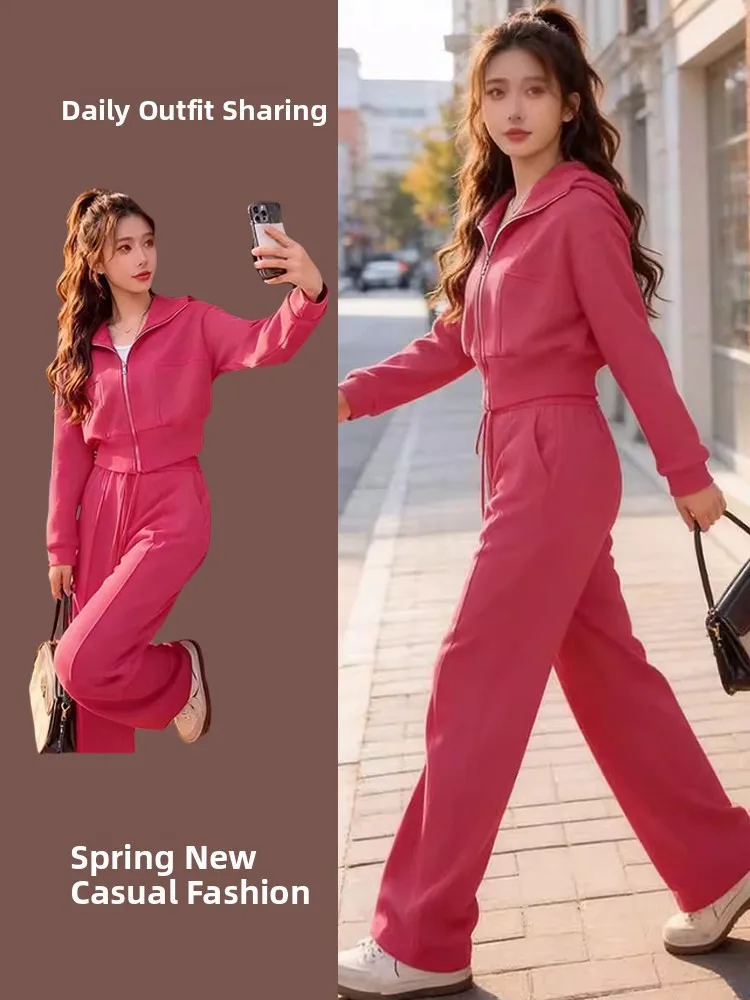 Spring 2026 Casual Loose Women's Set High Waist Long Pants Short Sleeve Sweatshirt Pink Fashionable Two-Piece Suit for Ladies
Spring 2026 Casual Loose Women's Set High Waist Long Pants Short Sleeve Sweatshirt Pink Fashionable Two-Piece Suit for Ladies