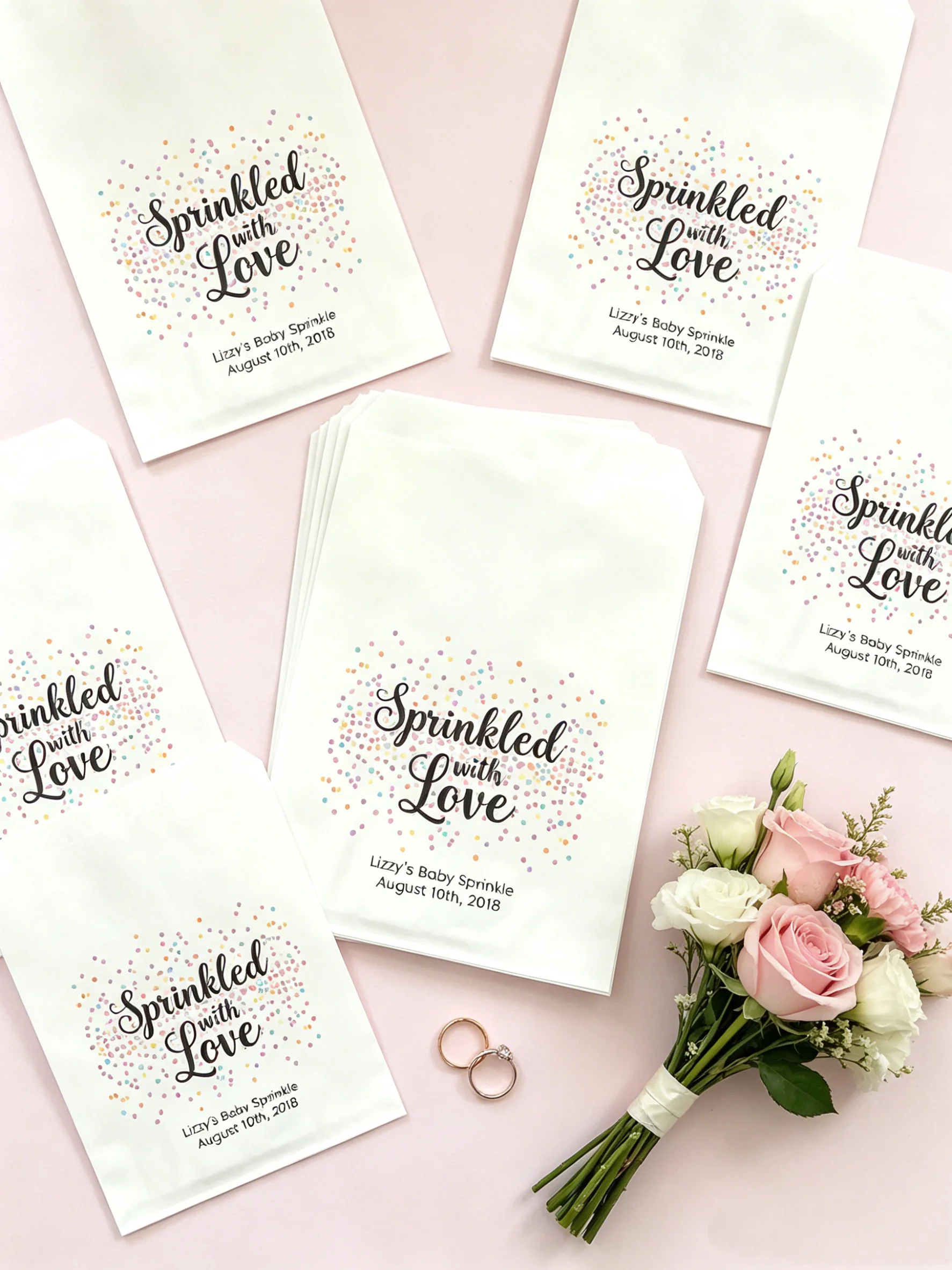 Personalized Sprinkled with Love Baby Sprinkle Bags, Custom Name & Date Candy Donut Treat Pouches for Baby Shower
Personalized Sprinkled with Love Baby Sprinkle Bags, Custom Name & Date Candy Donut Treat Pouches for Baby Shower
