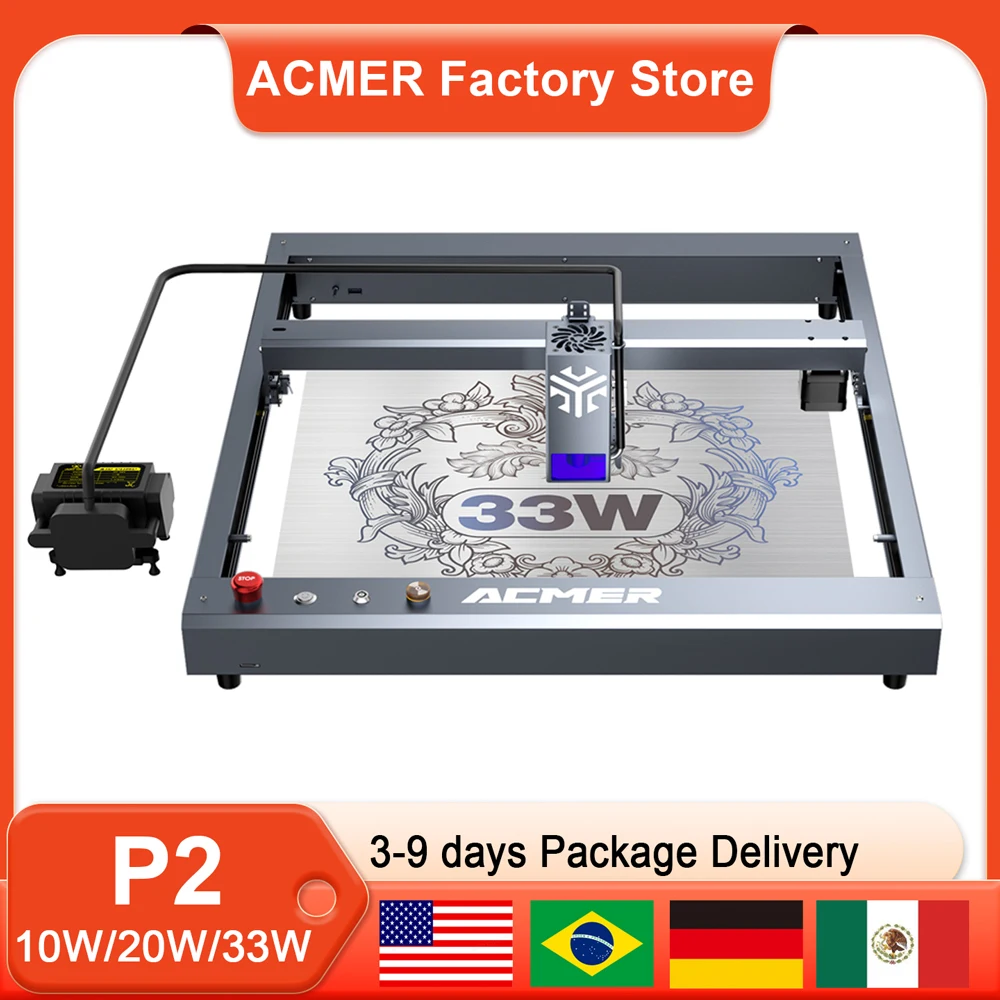 ACMER P2 33W Laser Engraving Machine DIY Logo CNC Laser Engraver With 20W Laser Head Cutter Machine For Leather Wood Acrylic
ACMER P2 33W Laser Engraving Machine DIY Logo CNC Laser Engraver With 20W Laser Head Cutter Machine For Leather Wood Acrylic