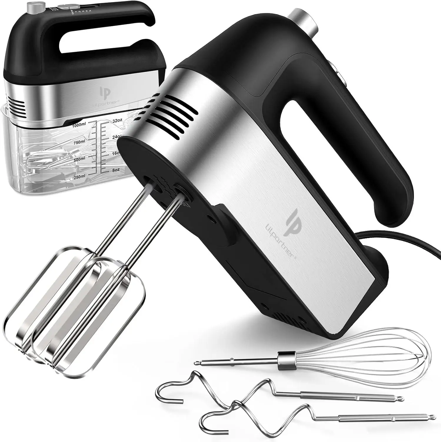 Electric Hand Mixer 450W with 5 Speeds, Turbo Boost, Eject Button & 5 Stainless Steel Attachments, Black
Electric Hand Mixer 450W with 5 Speeds, Turbo Boost, Eject Button & 5 Stainless Steel Attachments, Black
