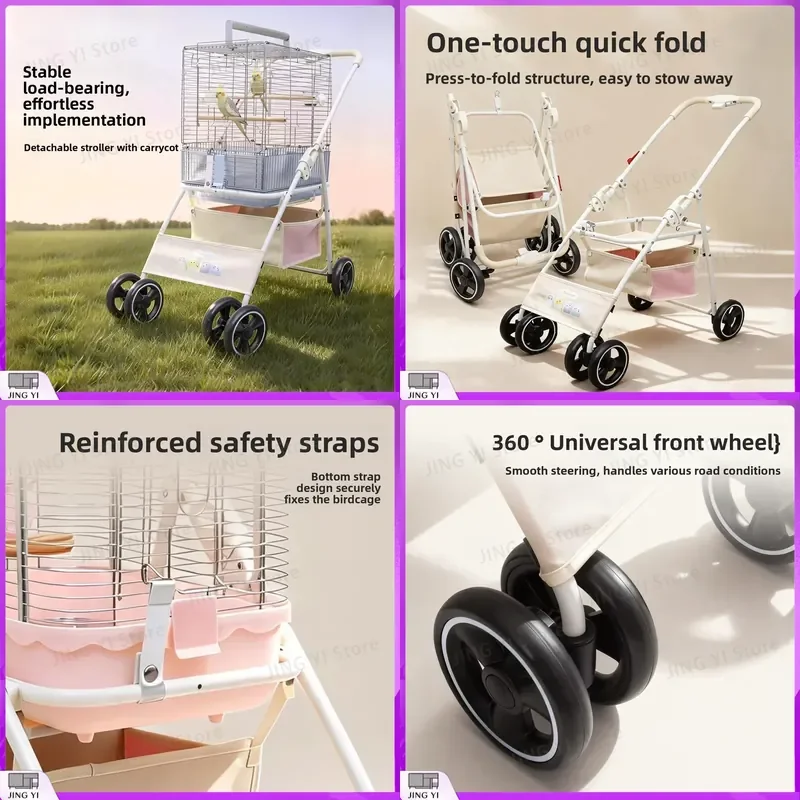 Foldable Lightweight Pet Stroller for Parrots Dogs Cats Outdoor Travel Carrier with Storage Space Portable Pet Transport Cart
Foldable Lightweight Pet Stroller for Parrots Dogs Cats Outdoor Travel Carrier with Storage Space Portable Pet Transport Cart