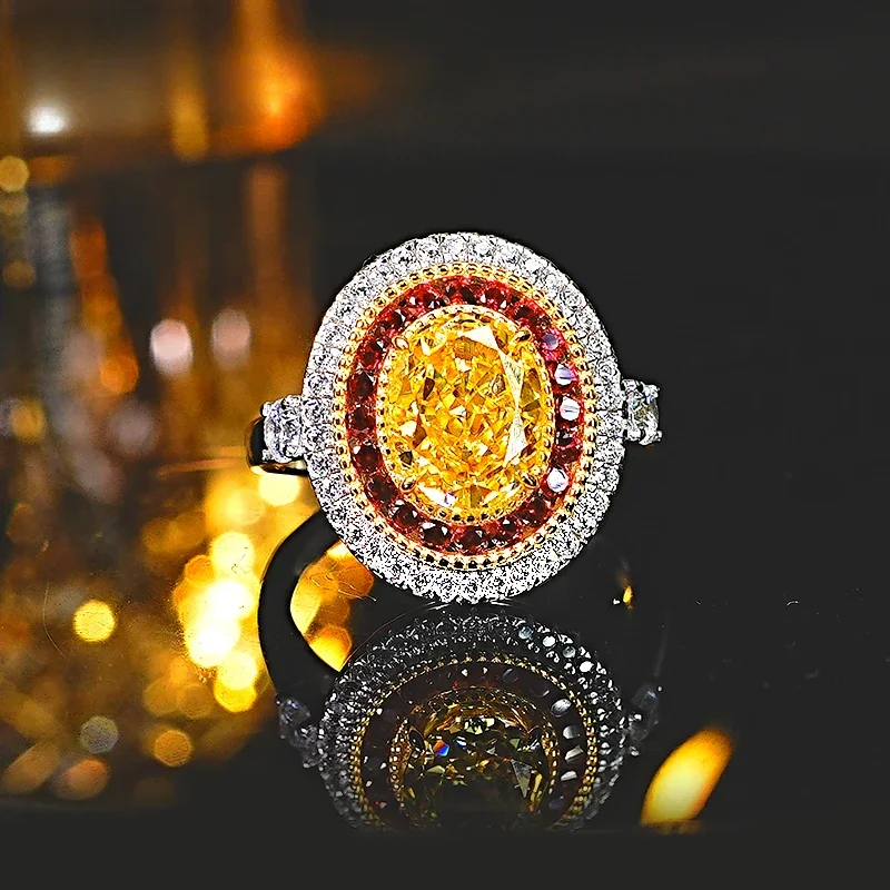 Versatile Oval Yellow Diamond 925 High Carbon Diamond Silver Ring Set, Designed Specifically for Women's Jewelry
Versatile Oval Yellow Diamond 925 High Carbon Diamond Silver Ring Set, Designed Specifically for Women's Jewelry