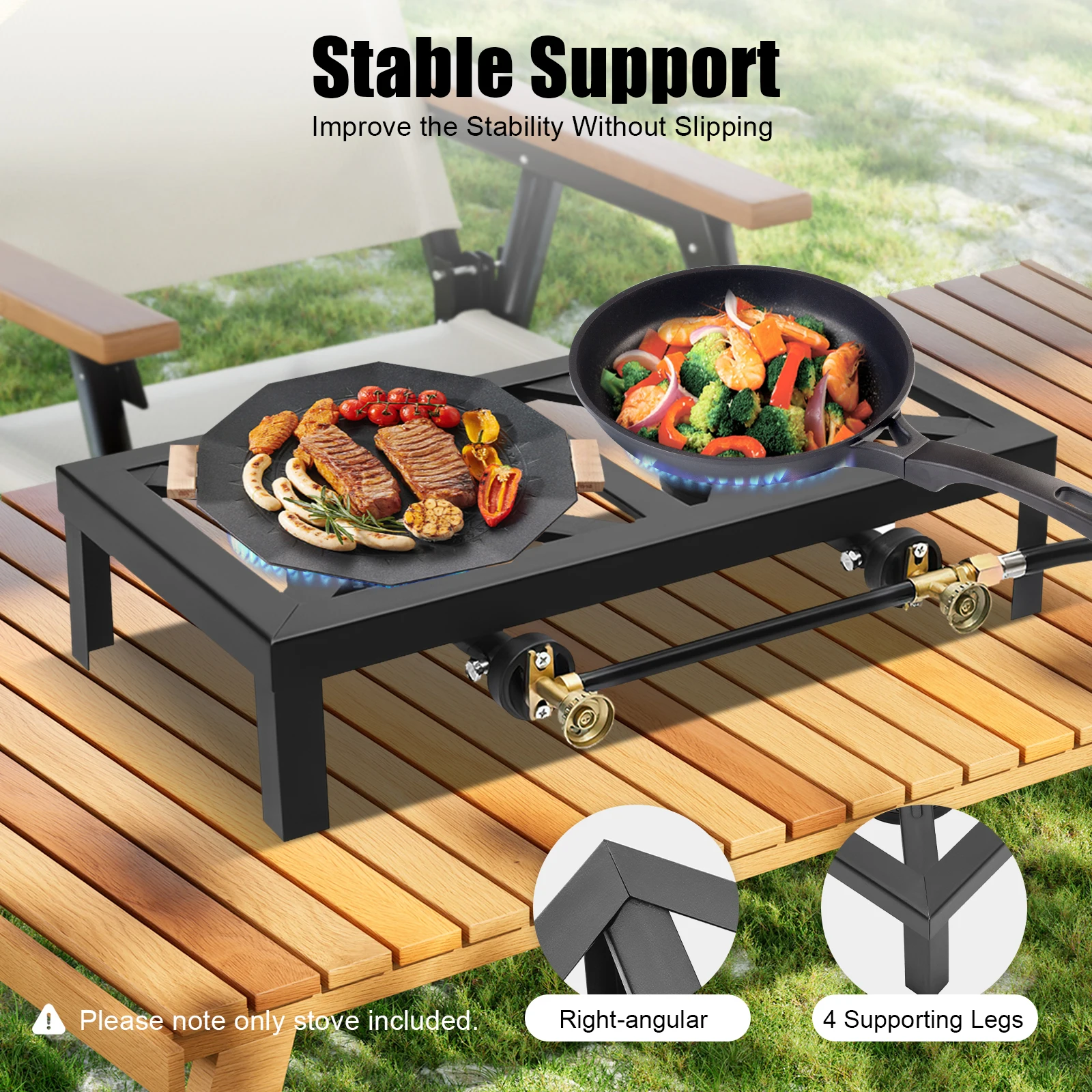 Portable Double Burner Outdoor Gas Stove Propane Cooker with Adjustable 0-10Psi Regulator Hose for Patio Camping, BBQ
Portable Double Burner Outdoor Gas Stove Propane Cooker with Adjustable 0-10Psi Regulator Hose for Patio Camping, BBQ