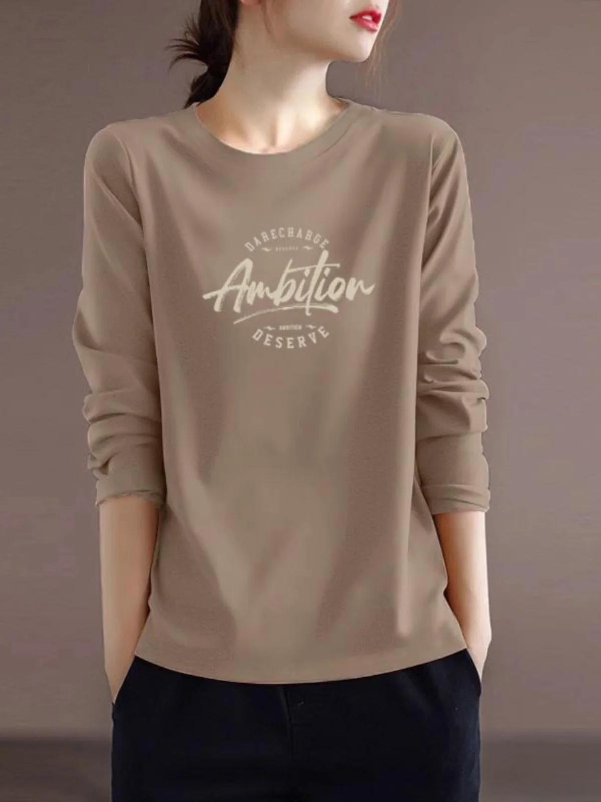 Ladies Cotton Long Sleeve Print T-Shirt Loose Fit Casual Inner Wear Spring Autumn plus Size round Neck Top for All Body Types
Ladies Cotton Long Sleeve Print T-Shirt Loose Fit Casual Inner Wear Spring Autumn plus Size round Neck Top for All Body Types