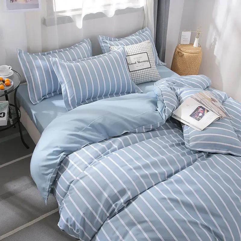 Blue White Striped Bedding Set Queen Double Size Bed Linen Plain Reactive Printed Single Quilt Cover Flat Sheet Pillowcase
Blue White Striped Bedding Set Queen Double Size Bed Linen Plain Reactive Printed Single Quilt Cover Flat Sheet Pillowcase