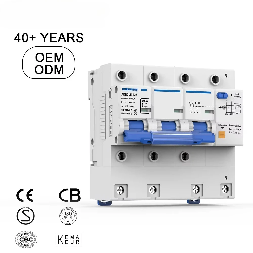 ADB3-125LE-3P+N Plastic Copper Mini ELCB Circuit Breakers (New) Industrial Electronic Equipment Household Use Din Rail
ADB3-125LE-3P+N Plastic Copper Mini ELCB Circuit Breakers (New) Industrial Electronic Equipment Household Use Din Rail