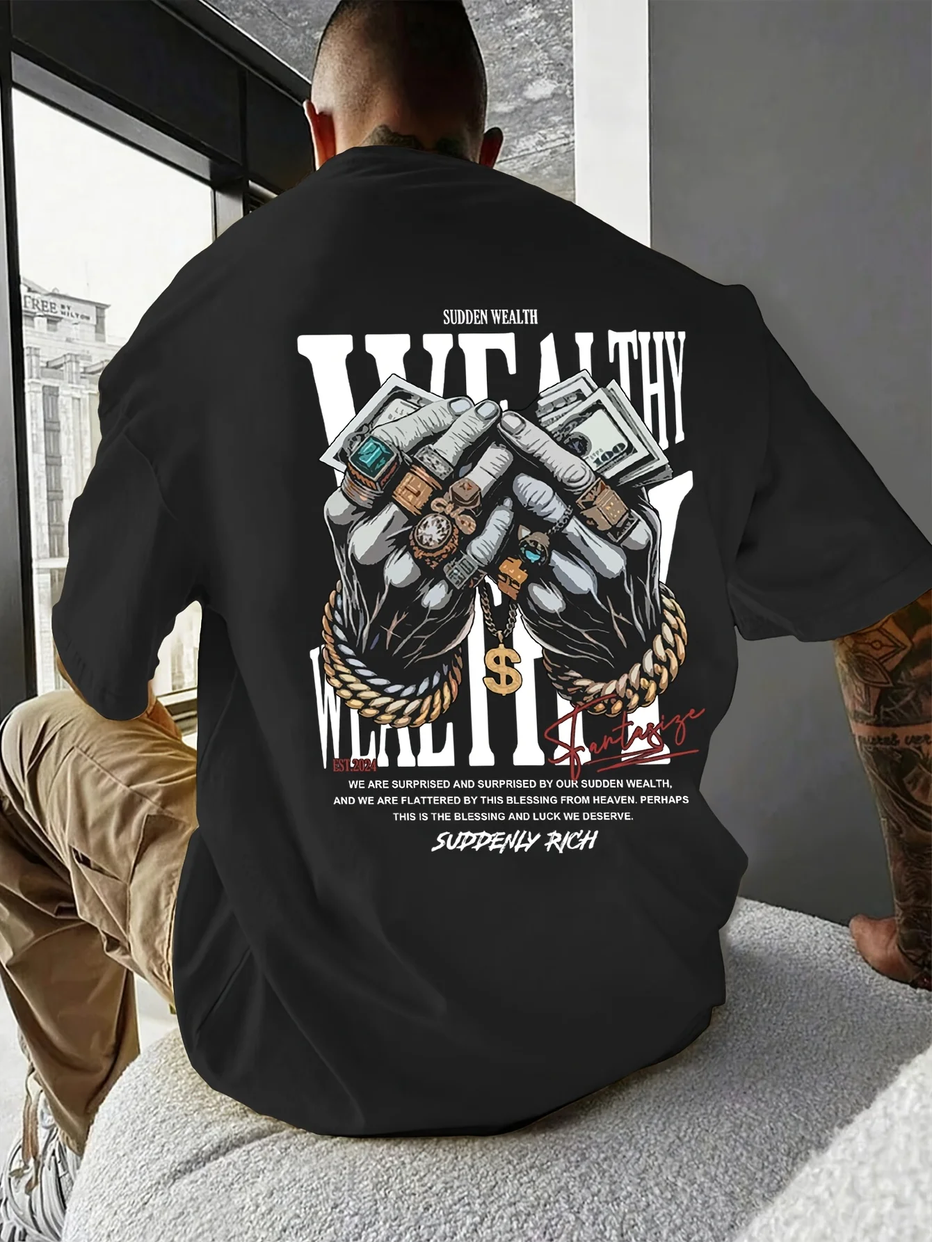 Summer Fashion Men's Casual Hand Money Print Soft Pure Cotton Micro Elastic Outdoor T-shirt Breathable Short Sleeved
Summer Fashion Men's Casual Hand Money Print Soft Pure Cotton Micro Elastic Outdoor T-shirt Breathable Short Sleeved