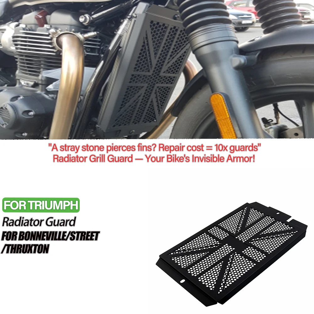 Radiator Grille Guard for Triumph Bonneville T100 T120 Speed Twin Cup Scrambler Thruxton 1200 R/RS/TFC Radiator Protective Cover
Radiator Grille Guard for Triumph Bonneville T100 T120 Speed Twin Cup Scrambler Thruxton 1200 R/RS/TFC Radiator Protective Cover