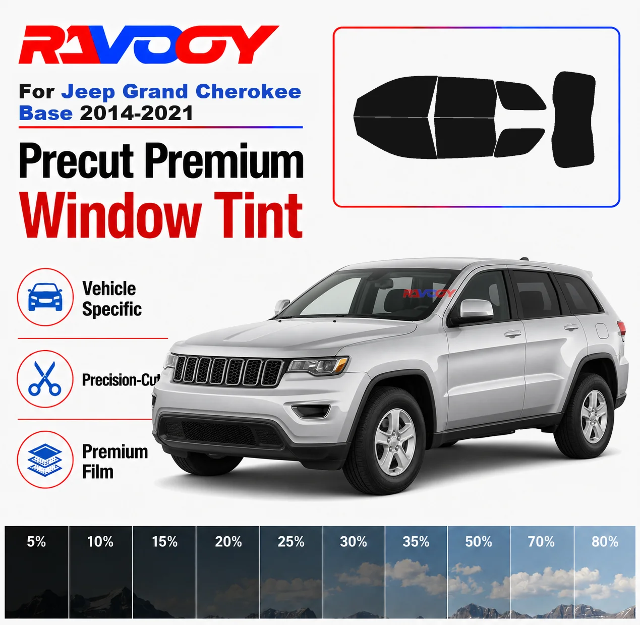 Premium Precut Window Tint Kit Front Rear Windows Rear Windshield For Jeep Grand Cherokee Base 2014-2021 Nano Ceramic Film
Premium Precut Window Tint Kit Front Rear Windows Rear Windshield For Jeep Grand Cherokee Base 2014-2021 Nano Ceramic Film