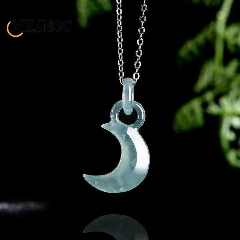 Natural A Goods Jadeite Blue Water Crescent Moon Lock Pendant 925 Silver Ice Jade Necklace Fashion Luxury Charm Gift for Women
Natural A Goods Jadeite Blue Water Crescent Moon Lock Pendant 925 Silver Ice Jade Necklace Fashion Luxury Charm Gift for Women
