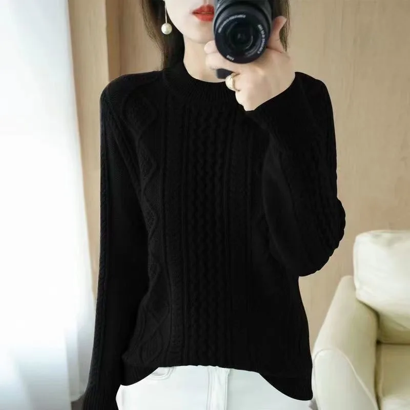 New Autumn/Winter Fashion Trend Solid Color Thread Half High Neck Large Loose Versatile Western Style Slim Women's Sweater
New Autumn/Winter Fashion Trend Solid Color Thread Half High Neck Large Loose Versatile Western Style Slim Women's Sweater