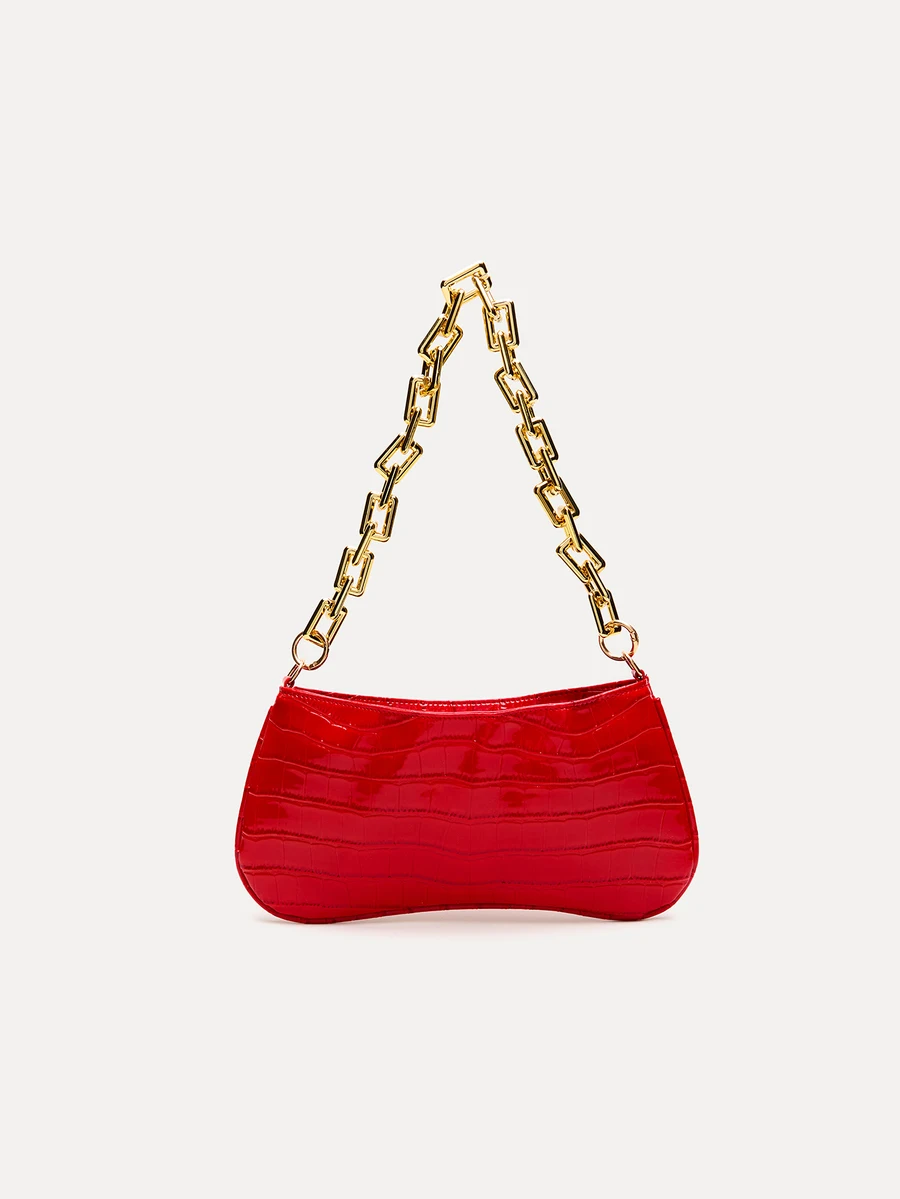 Gold Chain Decor Underarm Baguette Crossbody Bag
Gold Chain Decor Underarm Baguette Crossbody Bag
