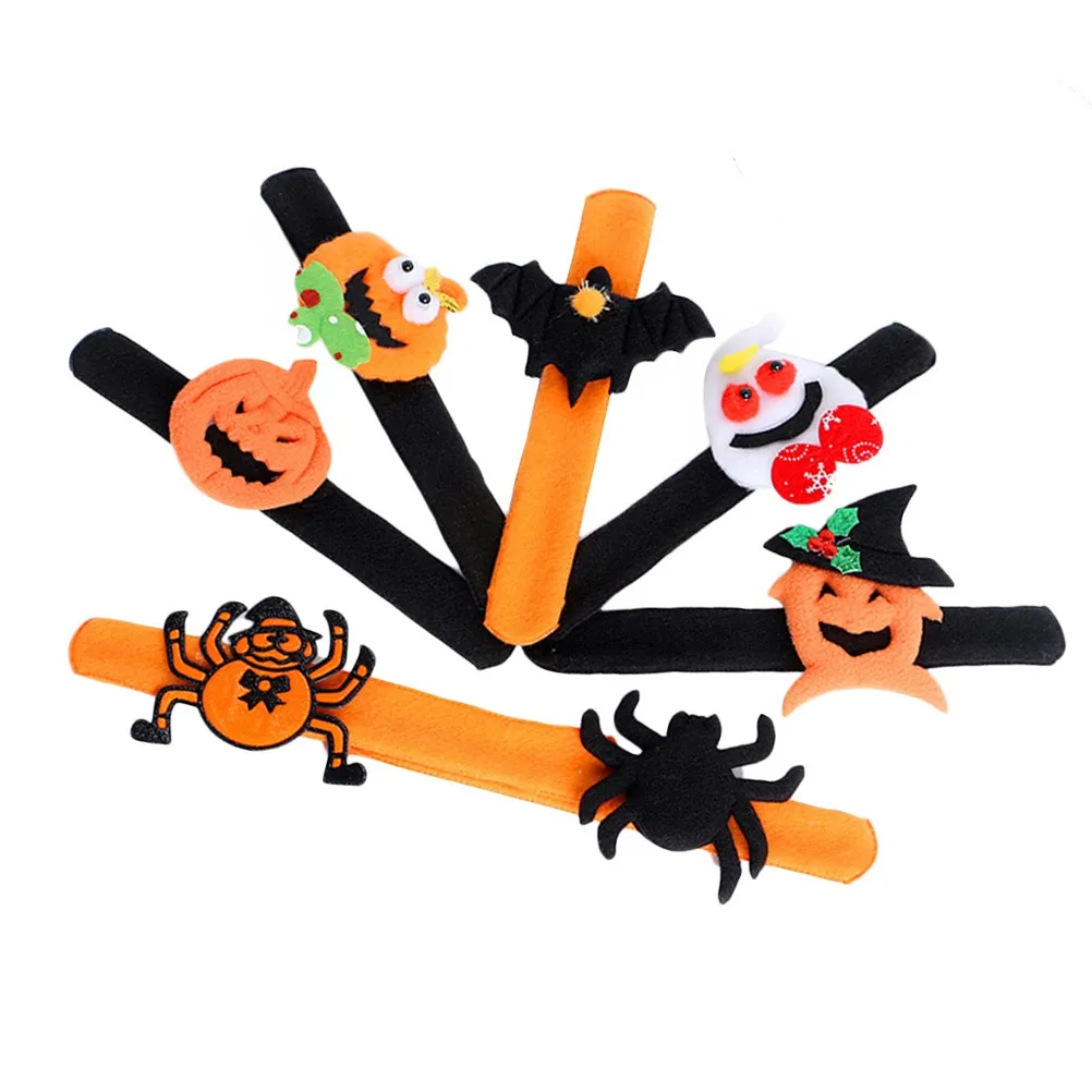 12Pcs Halloween Slap Bracelets for Kids Spider Bat Pumpkin Designs Ergonomic Snap Wristbands Trick Or Treat Accessories
12Pcs Halloween Slap Bracelets for Kids Spider Bat Pumpkin Designs Ergonomic Snap Wristbands Trick Or Treat Accessories