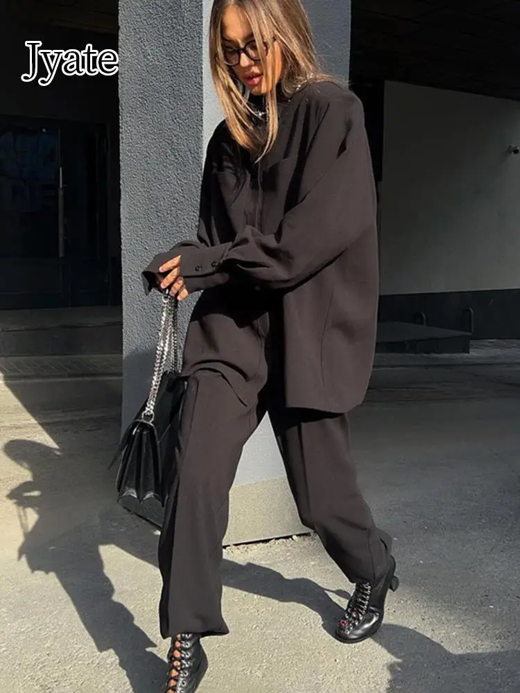 Jyate Casual Suit Women's 2023 Autumn And Winter New Lapel Long-sleeved Black Loose Shirt Straight Pants Two-piece Set
Jyate Casual Suit Women's 2023 Autumn And Winter New Lapel Long-sleeved Black Loose Shirt Straight Pants Two-piece Set