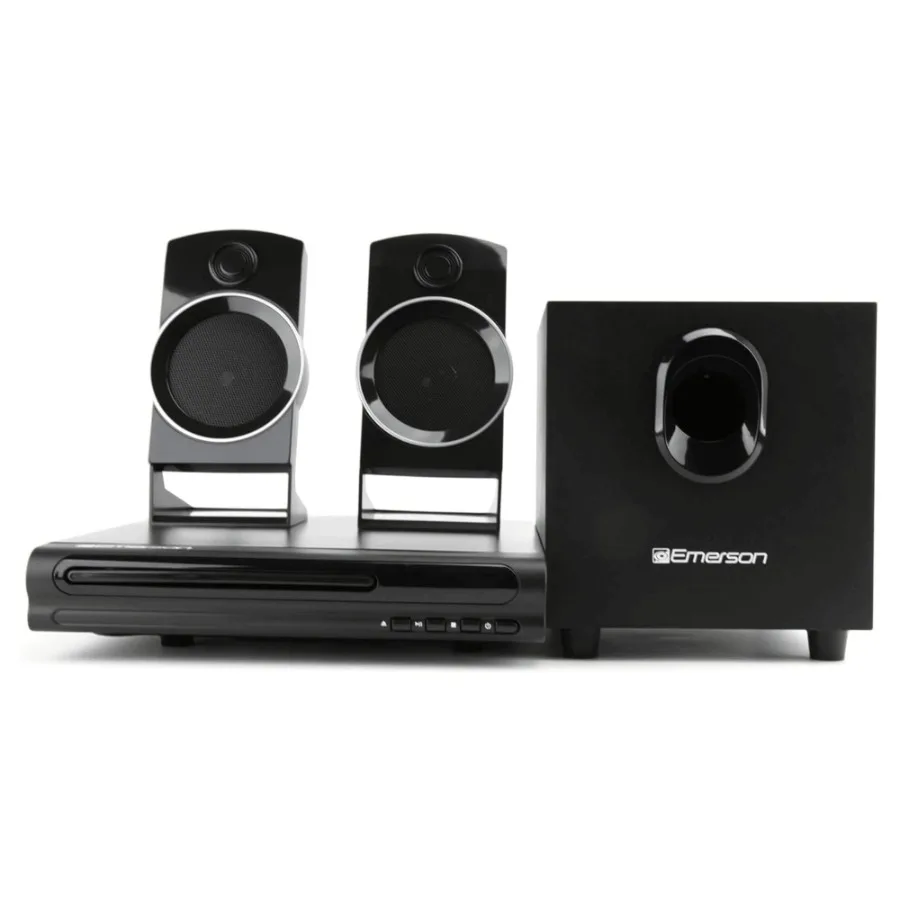Emerson Speaker Surround Sound System 2.1 Channel Home Theater DVD Player 
Emerson Speaker Surround Sound System 2.1 Channel Home Theater DVD Player