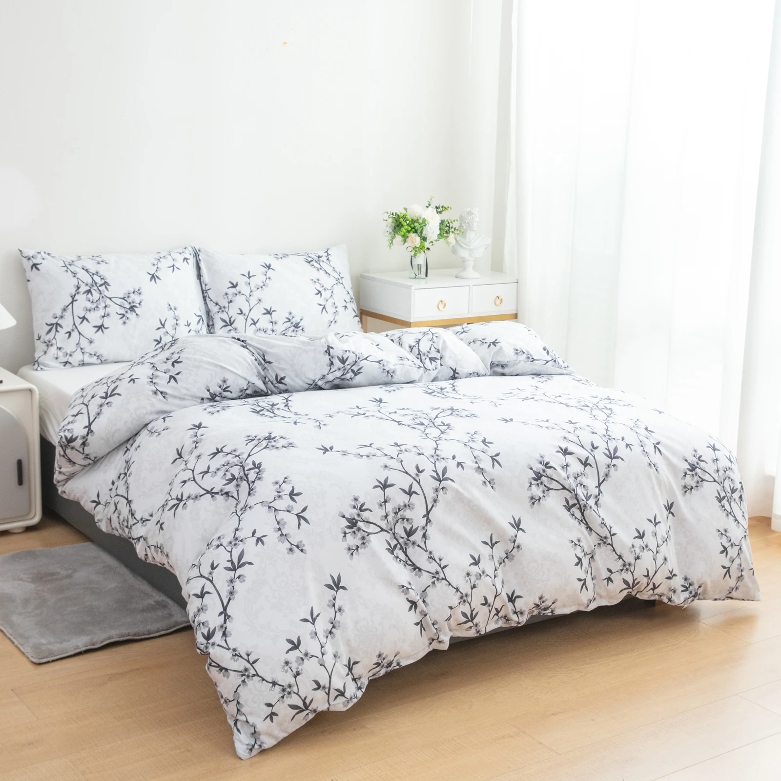 Polyester Fiber White Plum Blossom Plant Floral Style Printed Bedspread 3-Piece Set, Ultra-Soft and Comfortable Polyester Breath
Polyester Fiber White Plum Blossom Plant Floral Style Printed Bedspread 3-Piece Set, Ultra-Soft and Comfortable Polyester Breath