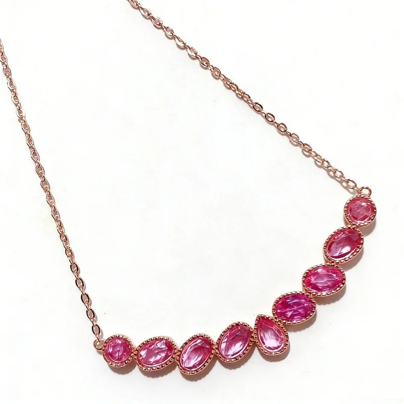 Natural Pink Sapphire 4*6mm Oval & 4mm Round Jewelry Set S925 Silver Necklace Earrings with Certificate
Natural Pink Sapphire 4*6mm Oval & 4mm Round Jewelry Set S925 Silver Necklace Earrings with Certificate