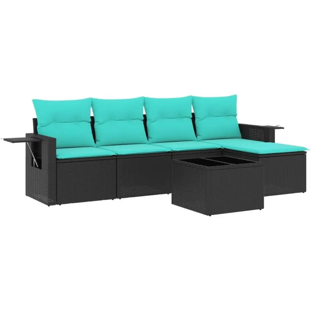 6-Piece Outdoor Sofa Set with Cushions in Black Polyrattan
6-Piece Outdoor Sofa Set with Cushions in Black Polyrattan