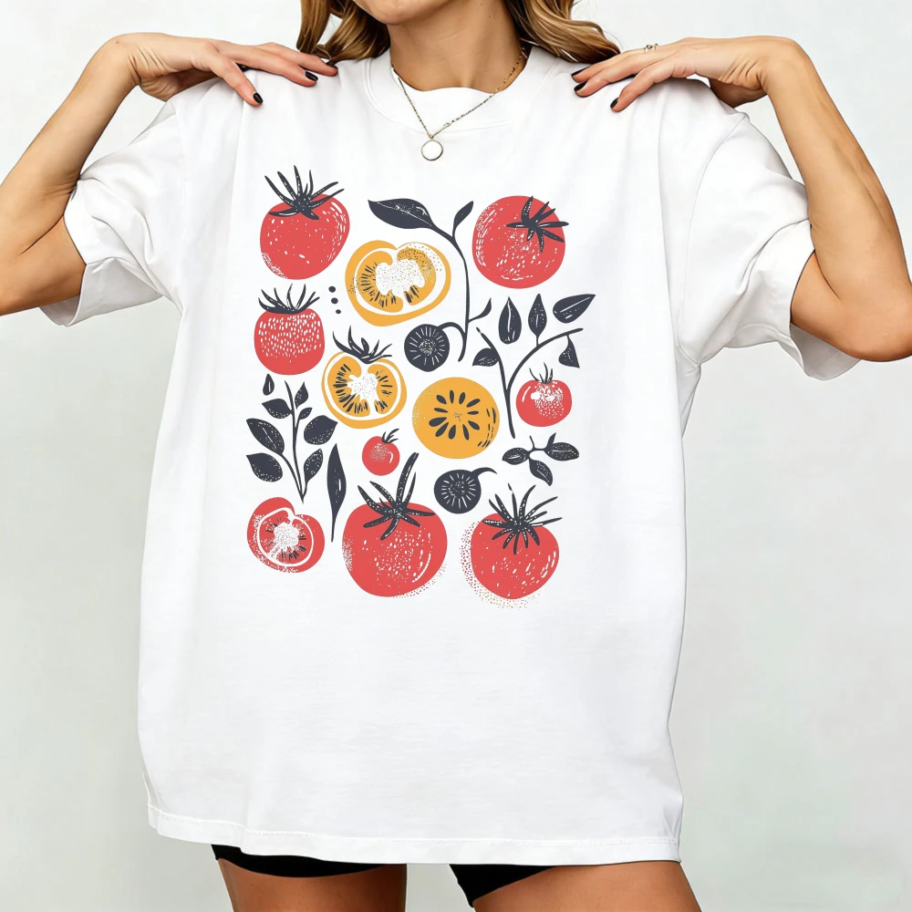 Tomato Garden Print T-shirt Whimsical Cottagecore Vegan Tees Vegetable Club Clothes Women Summer Tomato Enthusiasts Shirt
Tomato Garden Print T-shirt Whimsical Cottagecore Vegan Tees Vegetable Club Clothes Women Summer Tomato Enthusiasts Shirt