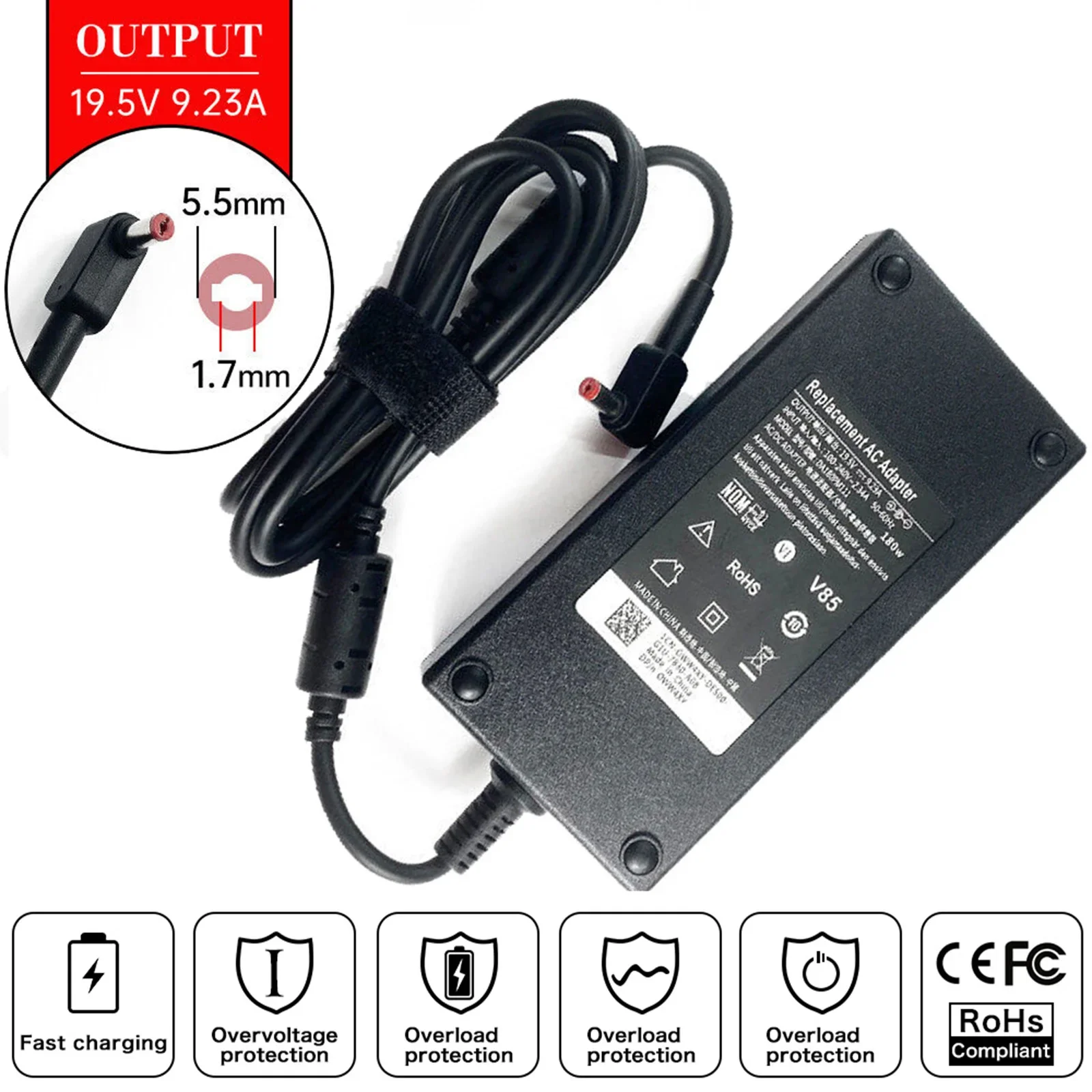19.5V 9.23A Laptop AC Adapter Charger for Acer Predator Triton 300 PT314-51 PH317-53 PT315-51 N1812 300 N17C1 500 PT515-51s
19.5V 9.23A Laptop AC Adapter Charger for Acer Predator Triton 300 PT314-51 PH317-53 PT315-51 N1812 300 N17C1 500 PT515-51s