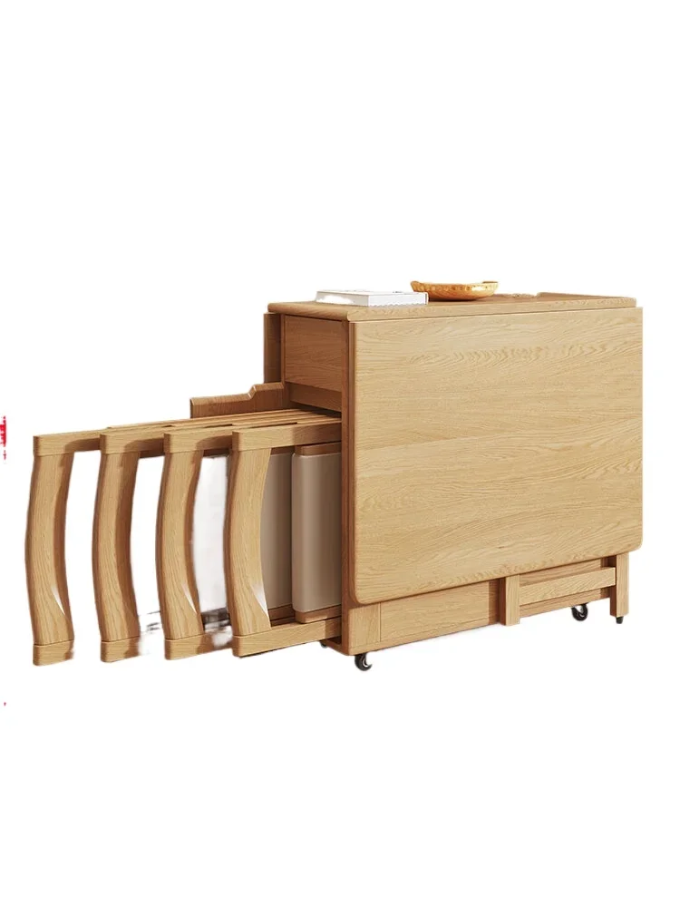 All solid wood folding dining table and chair combination small apartment household movable folding table for two
All solid wood folding dining table and chair combination small apartment household movable folding table for two
